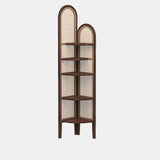 Elegant Traditional Chinese Pine Wood PE Arched Corner Shelf Unit - 5-Tier for Living Room