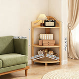 Modern Minimalist Bamboo Fan-Shaped Right-Angle Corner Shelf Unit — 3/4/5/6-Tier for Living Room
