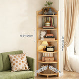 Modern Minimalist Bamboo Fan-Shaped Right-Angle Corner Shelf Unit — 3/4/5/6-Tier for Living Room