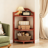 Modern Minimalist Bamboo Fan-Shaped Right-Angle Corner Shelf Unit — 3/4/5/6-Tier for Living Room