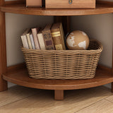 Modern Minimalist Bamboo Fan-Shaped Right-Angle Corner Shelf Unit — 3/4/5/6-Tier for Living Room