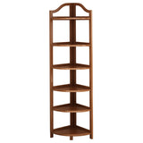 Modern Minimalist Bamboo Fan-Shaped Right-Angle Corner Shelf Unit — 3/4/5/6-Tier for Living Room
