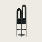 Sleek Iron Fan-Shaped 5-Tier Curved Corner Shelf Unit for Living Room