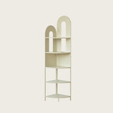 Sleek Iron Fan-Shaped 5-Tier Curved Corner Shelf Unit for Living Room