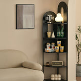 Sleek Iron Fan-Shaped 5-Tier Curved Corner Shelf Unit for Living Room