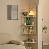 Sleek Iron Fan-Shaped 5-Tier Curved Corner Shelf Unit for Living Room