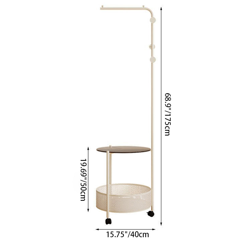 Modern Minimalist Metal & Glass Round Openwork Hall Tree, 2-Tier Mobile Organizer for Bedroom