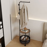 Modern Minimalist Metal & Glass Round Openwork Hall Tree, 2-Tier Mobile Organizer for Bedroom