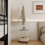 Modern Minimalist Metal & Glass Round Openwork Hall Tree, 2-Tier Mobile Organizer for Bedroom