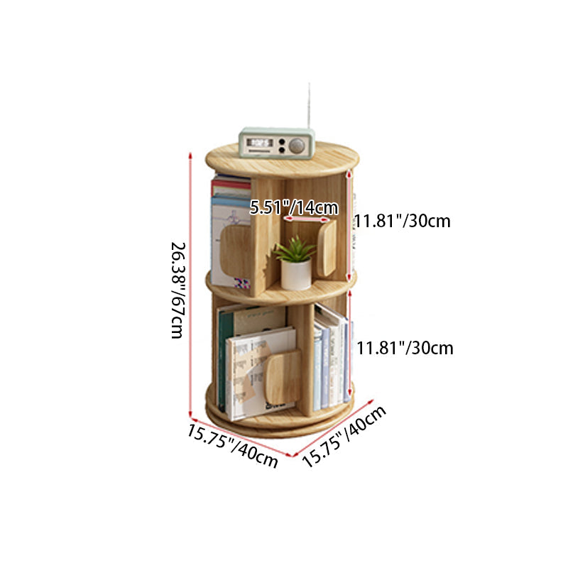 Contemporary Solid Wood Rotating Round Shelf — 2, 3, or 4-Tier for Living Room