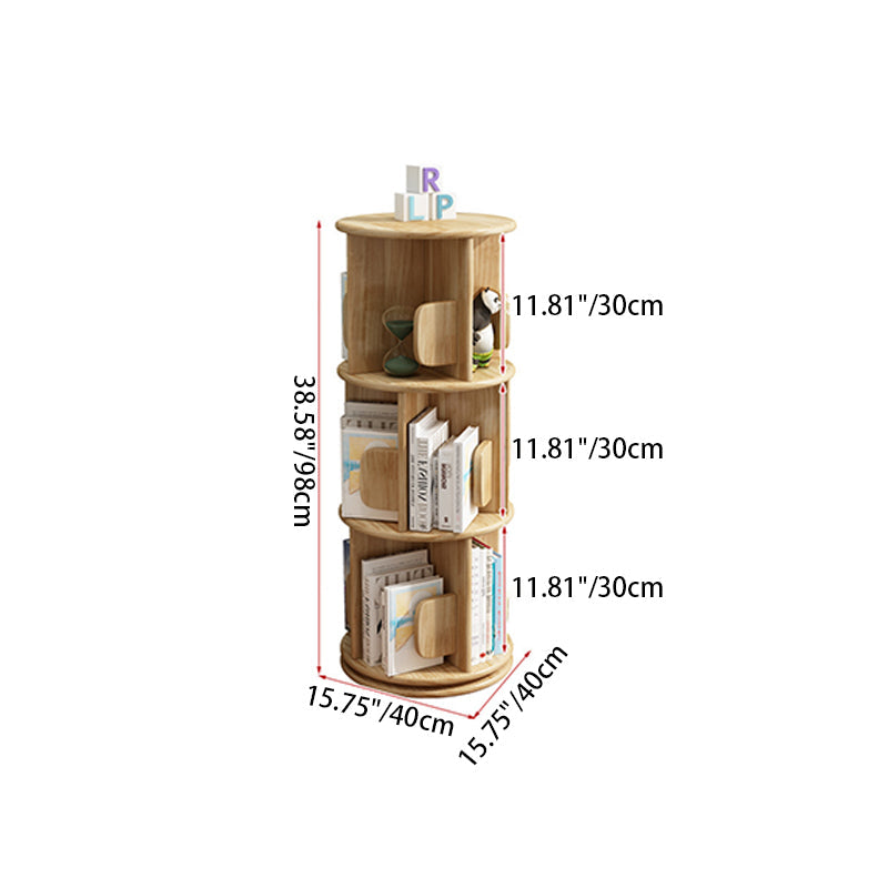 Contemporary Solid Wood Rotating Round Shelf — 2, 3, or 4-Tier for Living Room