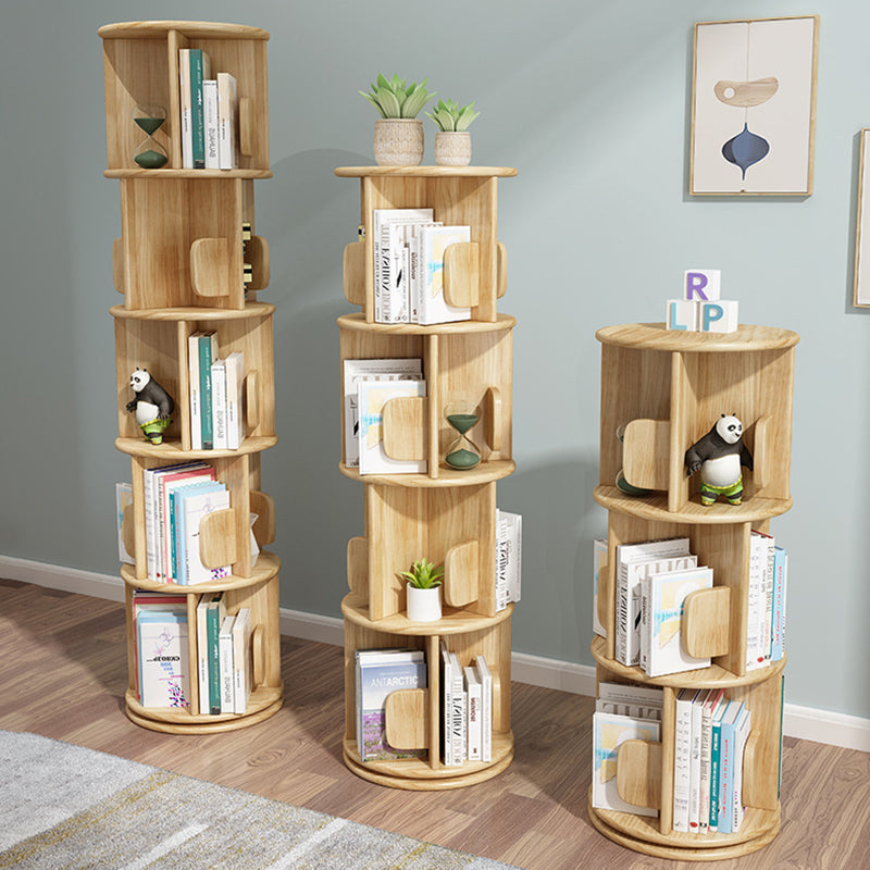 Contemporary Solid Wood Rotating Round Shelf — 2, 3, or 4-Tier for Living Room