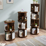 Contemporary Solid Wood Rotating Round Shelf — 2, 3, or 4-Tier for Living Room