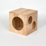Traditional Chinese Rubberwood Cat Bed with Built-In Storage – Square & Round Design for Bedroom