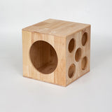 Traditional Chinese Rubberwood Cat Bed with Built-In Storage – Square & Round Design for Bedroom