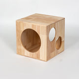 Traditional Chinese Rubberwood Cat Bed with Built-In Storage – Square & Round Design for Bedroom