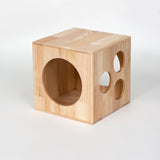 Traditional Chinese Rubberwood Cat Bed with Built-In Storage – Square & Round Design for Bedroom