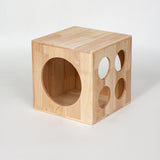 Traditional Chinese Rubberwood Cat Bed with Built-In Storage – Square & Round Design for Bedroom