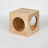 Traditional Chinese Rubberwood Cat Bed with Built-In Storage – Square & Round Design for Bedroom