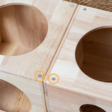 Traditional Chinese Rubberwood Cat Bed with Built-In Storage – Square & Round Design for Bedroom