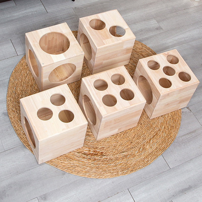 Traditional Chinese Rubberwood Cat Bed with Built-In Storage – Square & Round Design for Bedroom