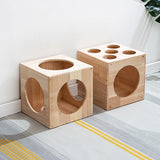 Traditional Chinese Rubberwood Cat Bed with Built-In Storage – Square & Round Design for Bedroom