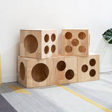 Traditional Chinese Rubberwood Cat Bed with Built-In Storage – Square & Round Design for Bedroom