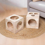 Traditional Chinese Rubberwood Cat Bed with Built-In Storage – Square & Round Design for Bedroom