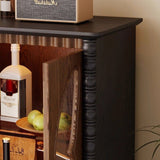 Traditional French Ash Wood TV Stand with Glass Butterfly Accents, Rounded Rectangular Console with 2 Drawers for Living Room