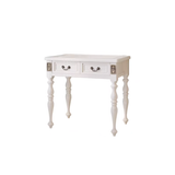 Modern Minimalist Solid Wood Makeup Vanity with Rectangular Top, Cylindrical Legs and 2 Drawers for Bedroom