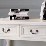 Modern Minimalist Solid Wood Makeup Vanity with Rectangular Top, Cylindrical Legs and 2 Drawers for Bedroom