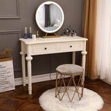Modern Minimalist Engineered Pine Wood Makeup Vanity - Rectangular with Rounded Edges, 2 Drawers, for Bedroom