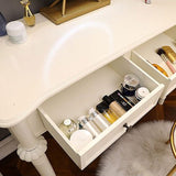Modern Minimalist Engineered Pine Wood Makeup Vanity - Rectangular with Rounded Edges, 2 Drawers, for Bedroom