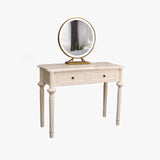 Modern Minimalist Engineered Pine Wood Makeup Vanity - Rectangular with Rounded Edges, 2 Drawers, for Bedroom