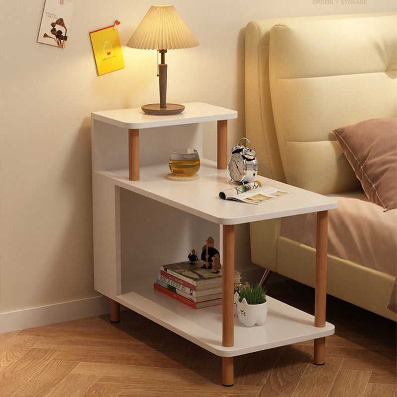 Sleek Modern Minimalist Solid Wood 3-Tier Rectangular Side Table for Bedroom