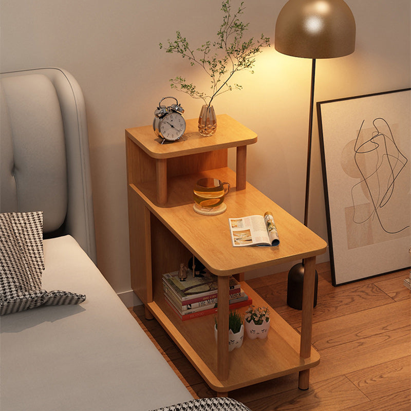 Sleek Modern Minimalist Solid Wood 3-Tier Rectangular Side Table for Bedroom