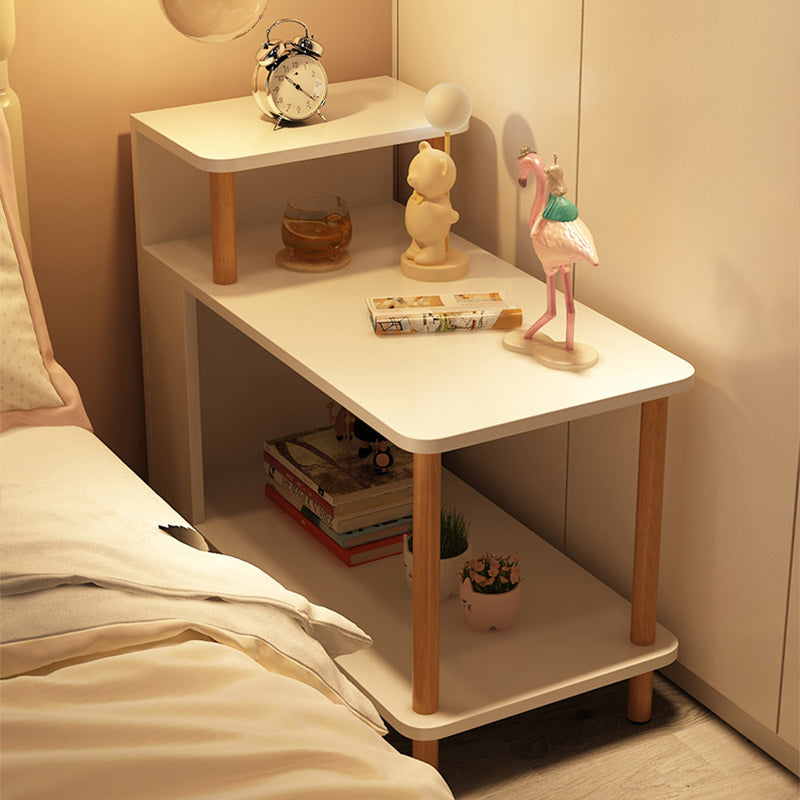 Sleek Modern Minimalist Solid Wood 3-Tier Rectangular Side Table for Bedroom