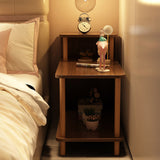 Sleek Modern Minimalist Solid Wood 3-Tier Rectangular Side Table for Bedroom