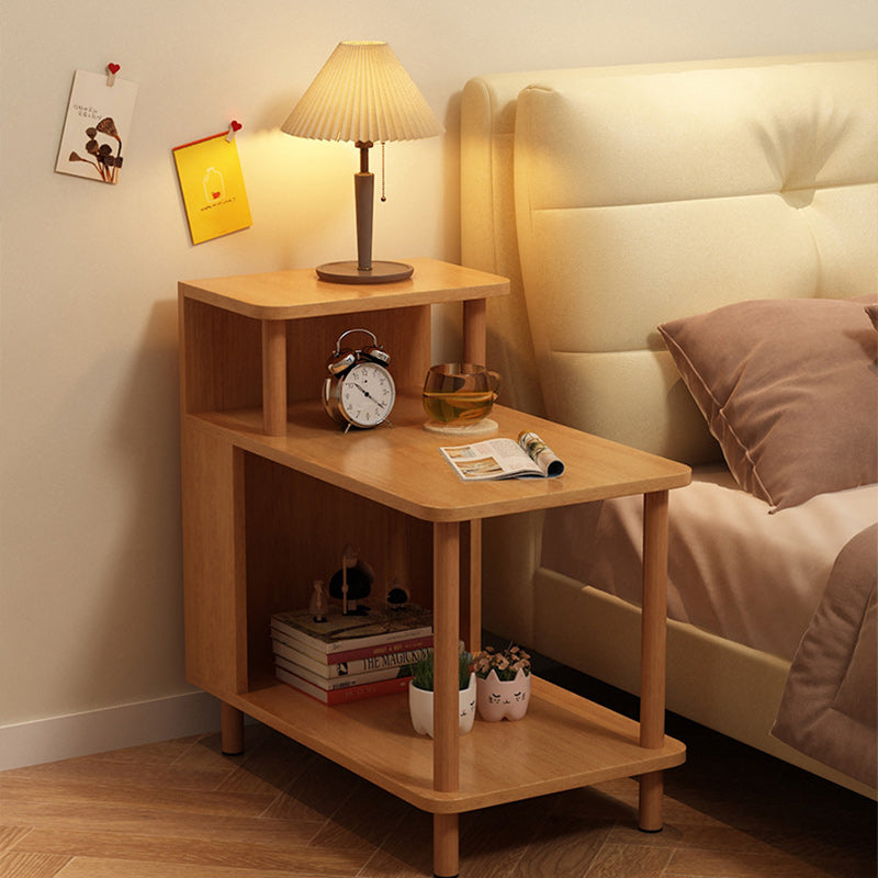 Sleek Modern Minimalist Solid Wood 3-Tier Rectangular Side Table for Bedroom