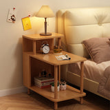 Sleek Modern Minimalist Solid Wood 3-Tier Rectangular Side Table for Bedroom