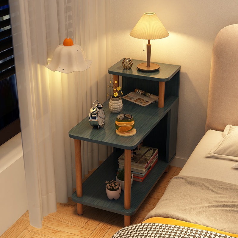 Sleek Modern Minimalist Solid Wood 3-Tier Rectangular Side Table for Bedroom