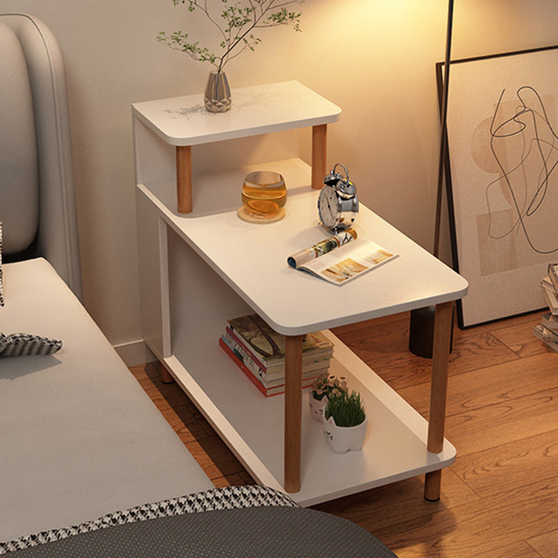 Sleek Modern Minimalist Solid Wood 3-Tier Rectangular Side Table for Bedroom