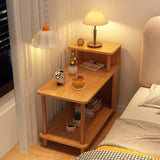 Sleek Modern Minimalist Solid Wood 3-Tier Rectangular Side Table for Bedroom