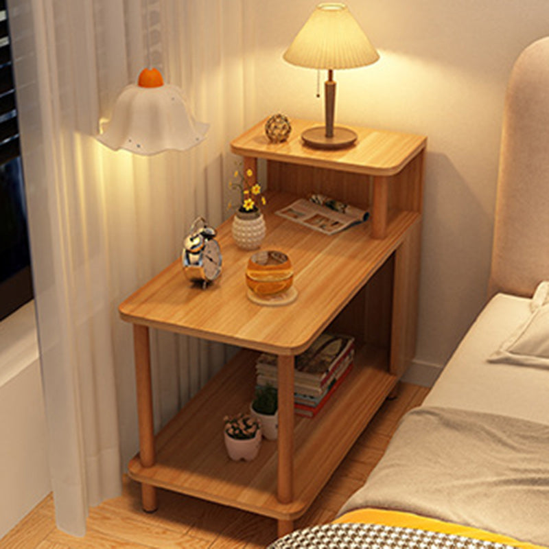 Sleek Modern Minimalist Solid Wood 3-Tier Rectangular Side Table for Bedroom