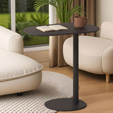 Sleek Modern Minimalist Oval Iron End Table, 1-Tier Living Room Accent