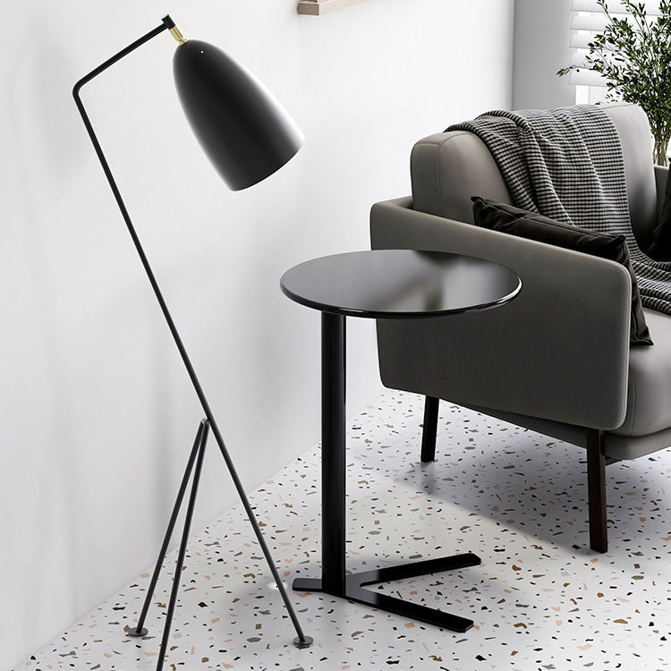 Modern Minimalist V-Shaped Iron End Table with Round Top for Living Room