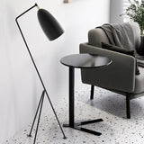 Modern Minimalist V-Shaped Iron End Table with Round Top for Living Room