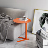 Modern Minimalist V-Shaped Iron End Table with Round Top for Living Room