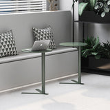 Modern Minimalist V-Shaped Iron End Table with Round Top for Living Room