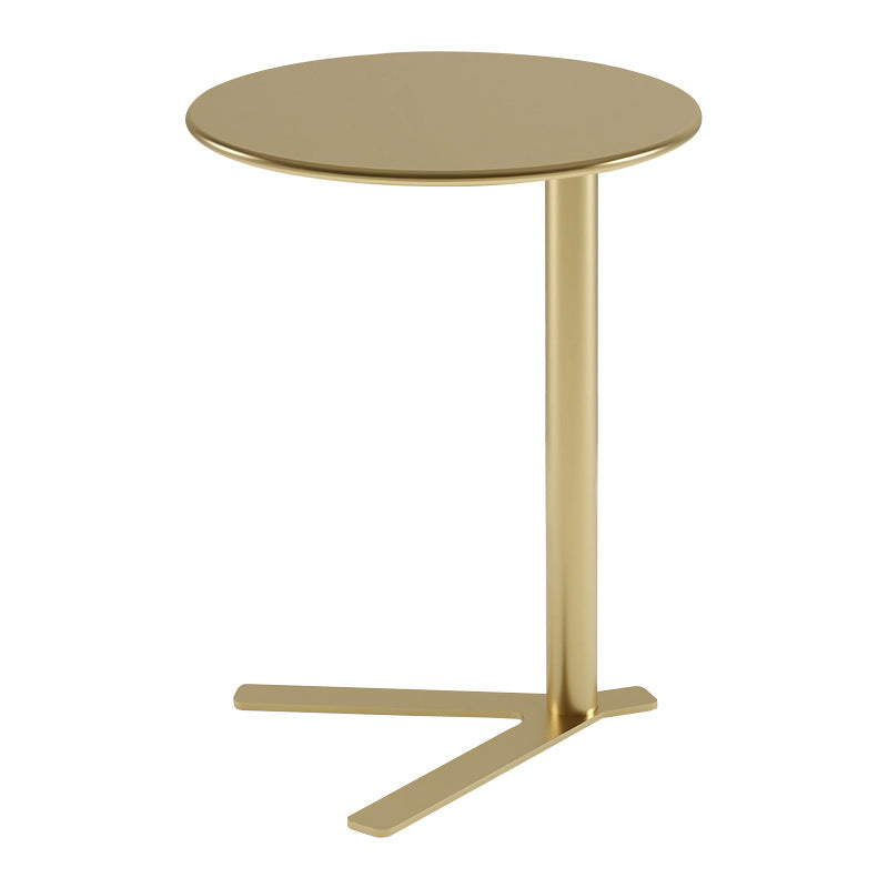 Modern Minimalist V-Shaped Iron End Table with Round Top for Living Room